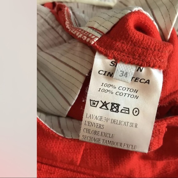 SESSUN Madewell Woven Skinny Pants Orange Cotton Ankle Crop Mid Rise Vibrant - Picture 11 of 12